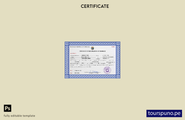 listo para imprimir plantilla de plantilla PSD de certificado de matrimonio de V